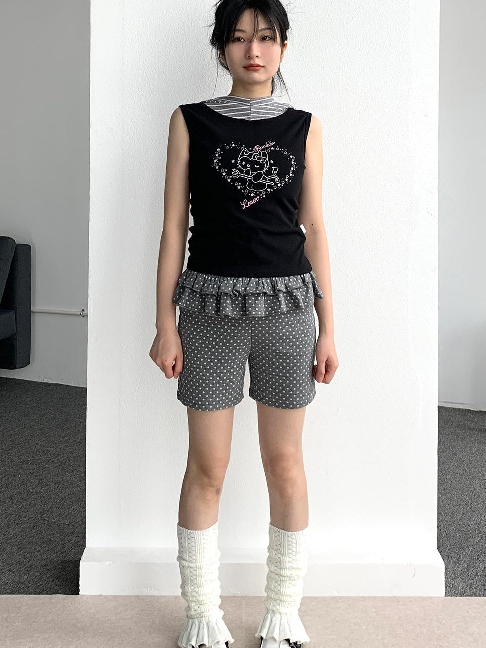 atrandom Sweet Cool Sleeveless Hooded Vest 24Ss Print T-Shirt
