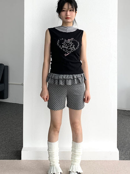 atrandom Sweet Cool Sleeveless Hooded Vest 24Ss Print T-Shirt