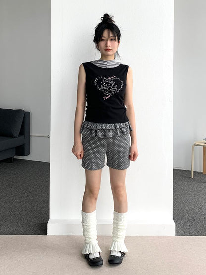 atrandom Sweet Cool Sleeveless Hooded Vest 24Ss Print T-Shirt