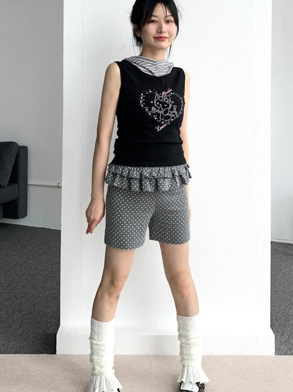 atrandom Sweet Cool Sleeveless Hooded Vest 24Ss Print T-Shirt