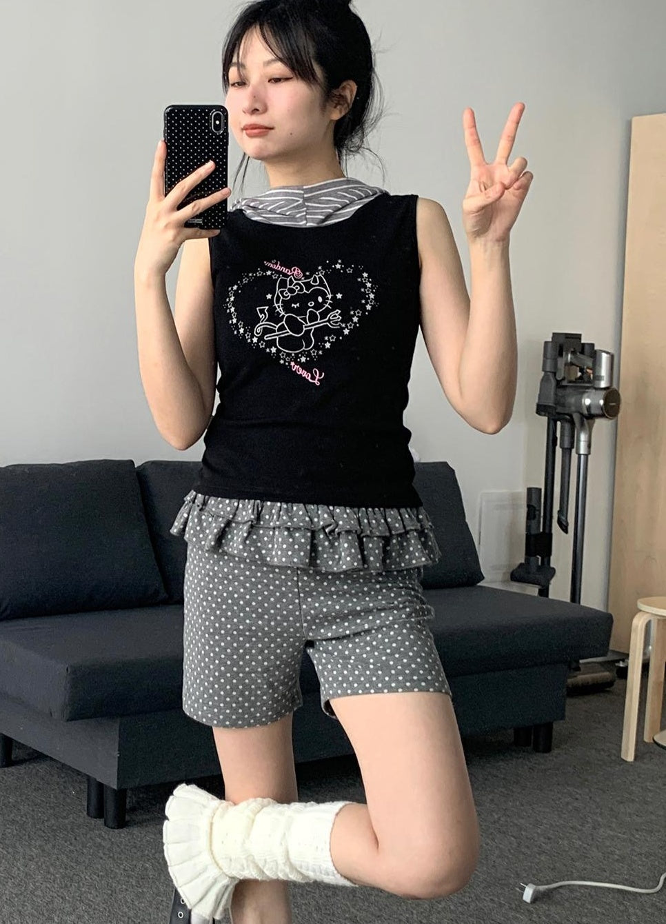 atrandom Sweet Cool Sleeveless Hooded Vest 24Ss Print T-Shirt