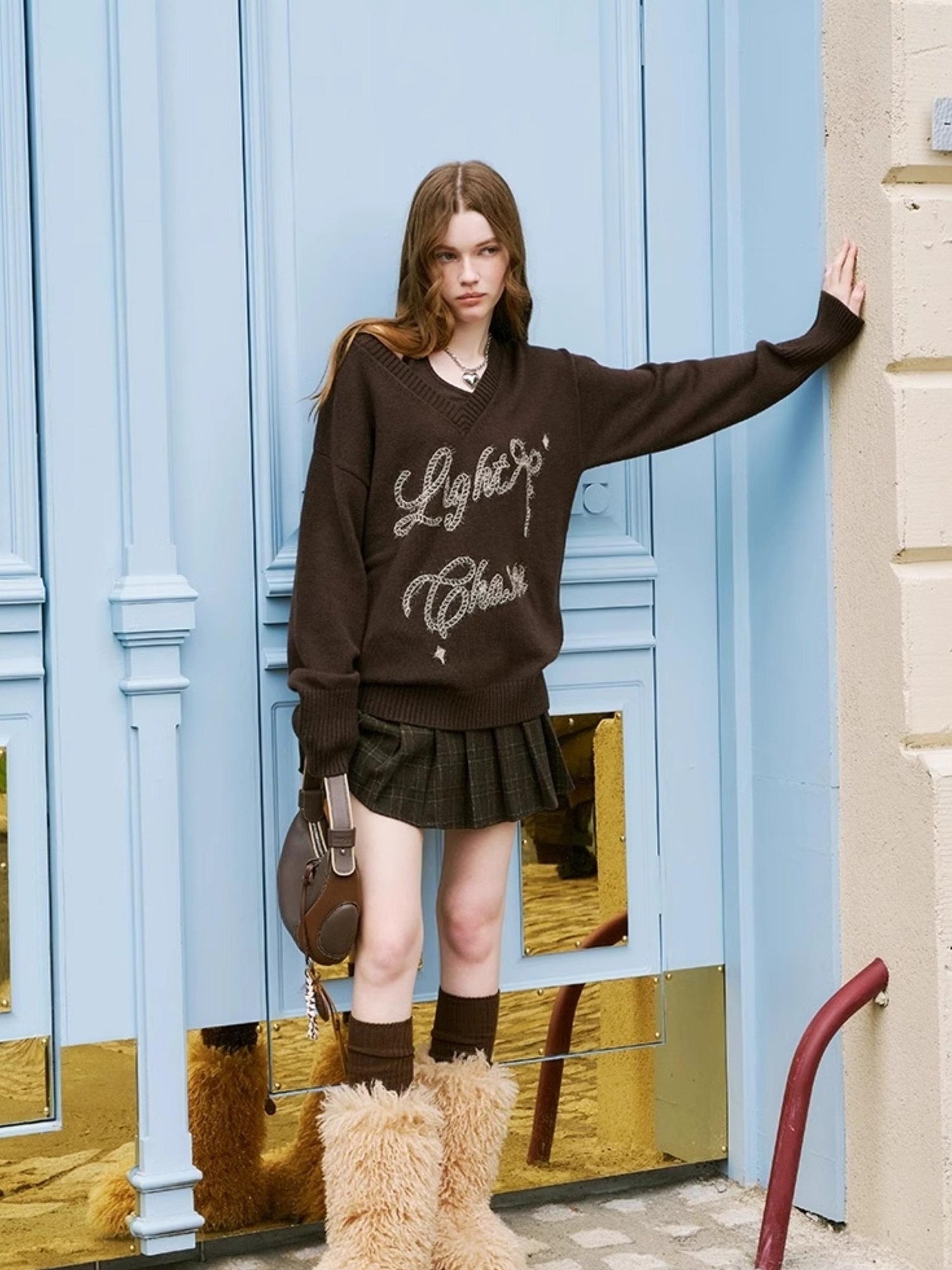 DIDDI MODA Sweet Cool V Neck Knit Set