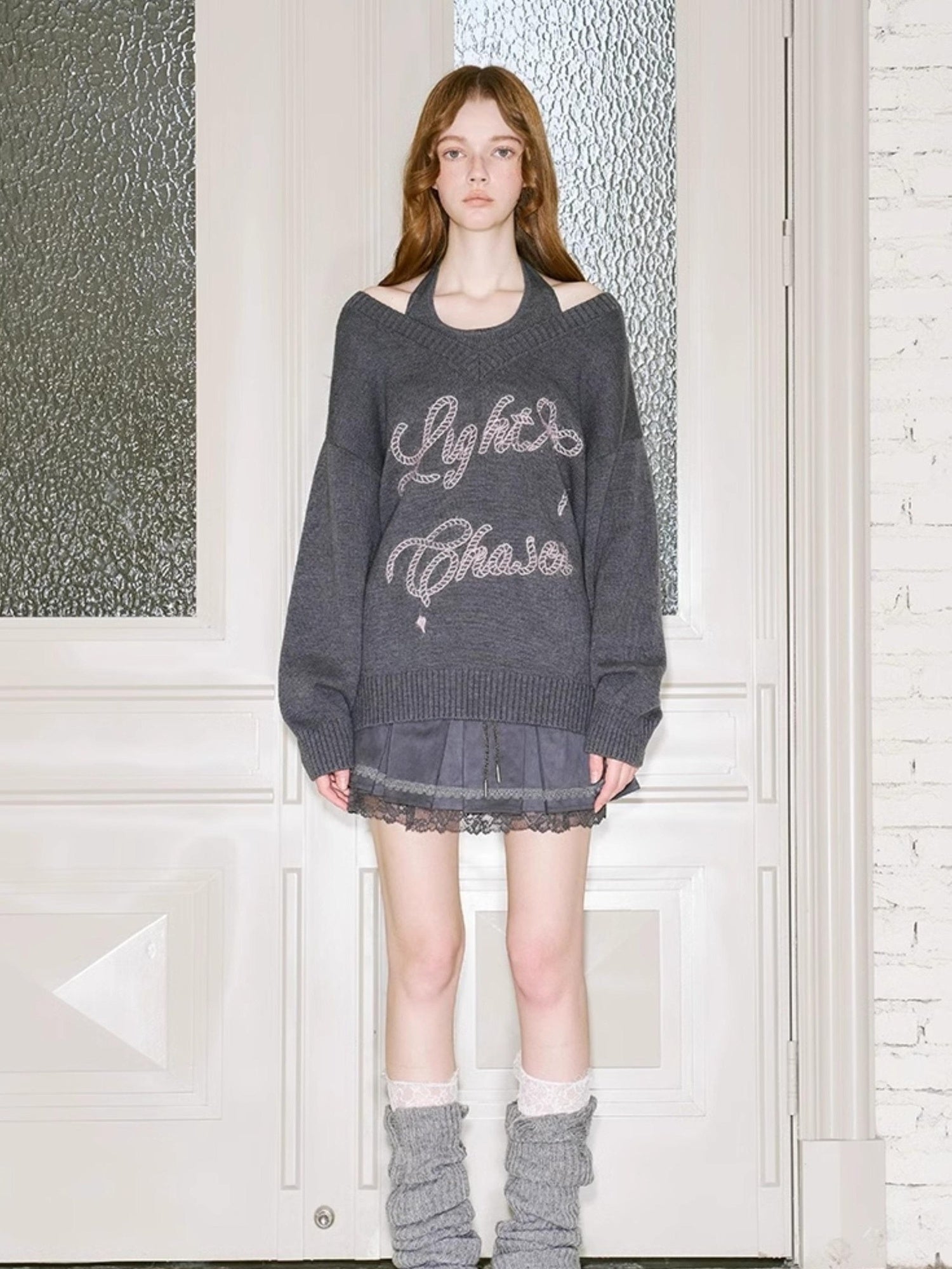 DIDDI MODA Sweet Cool V Neck Knit Set