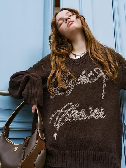 DIDDI MODA Sweet Cool V Neck Knit Set