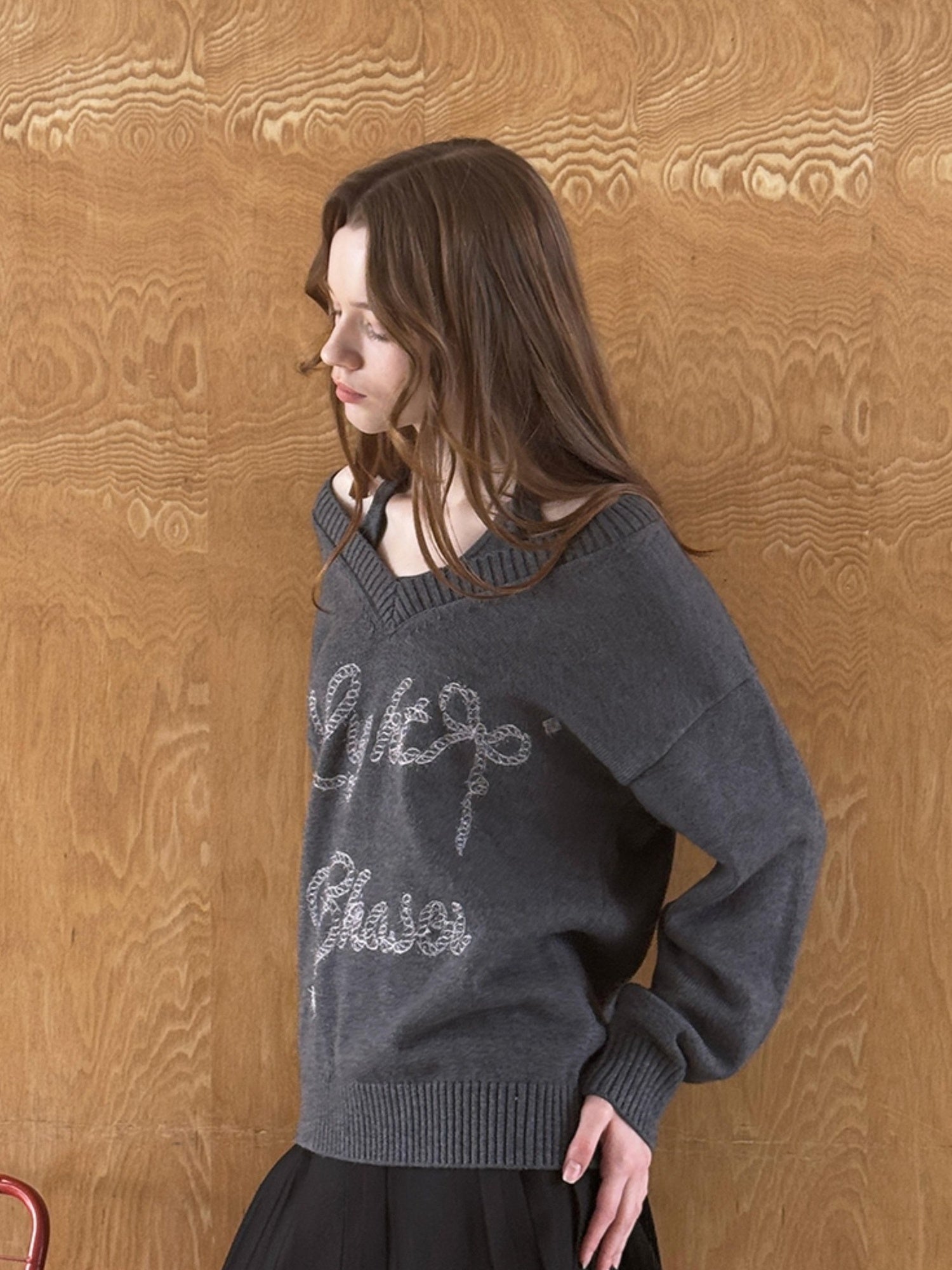 DIDDI MODA Sweet Cool V Neck Knit Set