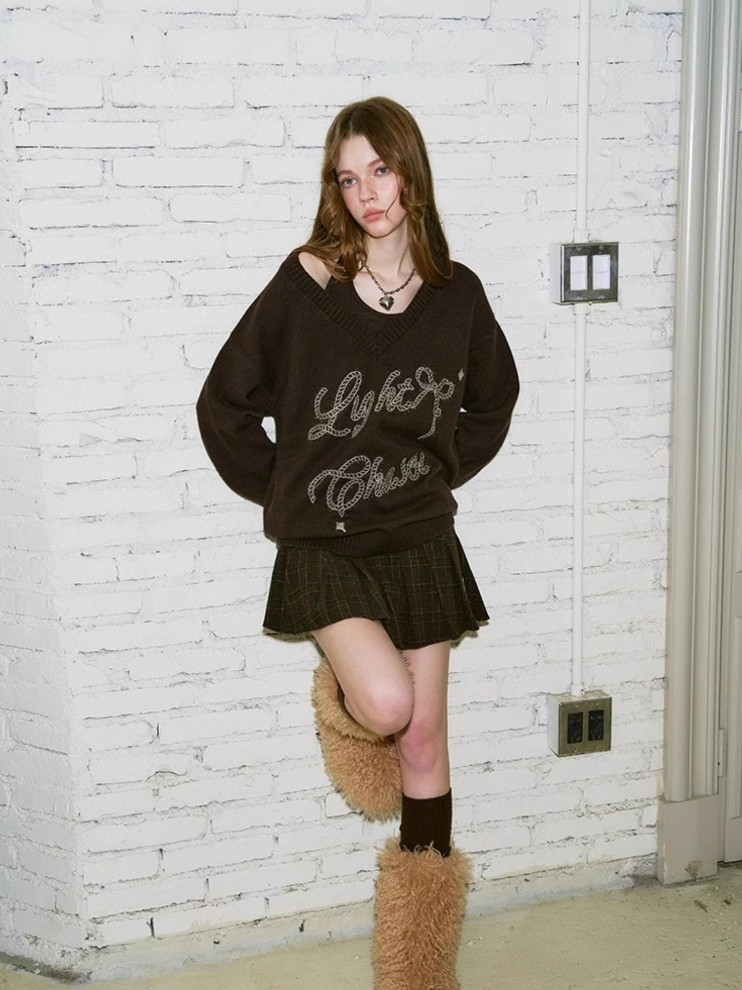 DIDDI MODA Sweet Cool V Neck Knit Set