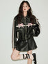 DIDDI MODA Sweet Crush Bow Vintage Pu Jacket