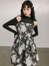 DIDDI MODA Sweet Goth Lace Shoulder Floral Mini Dress