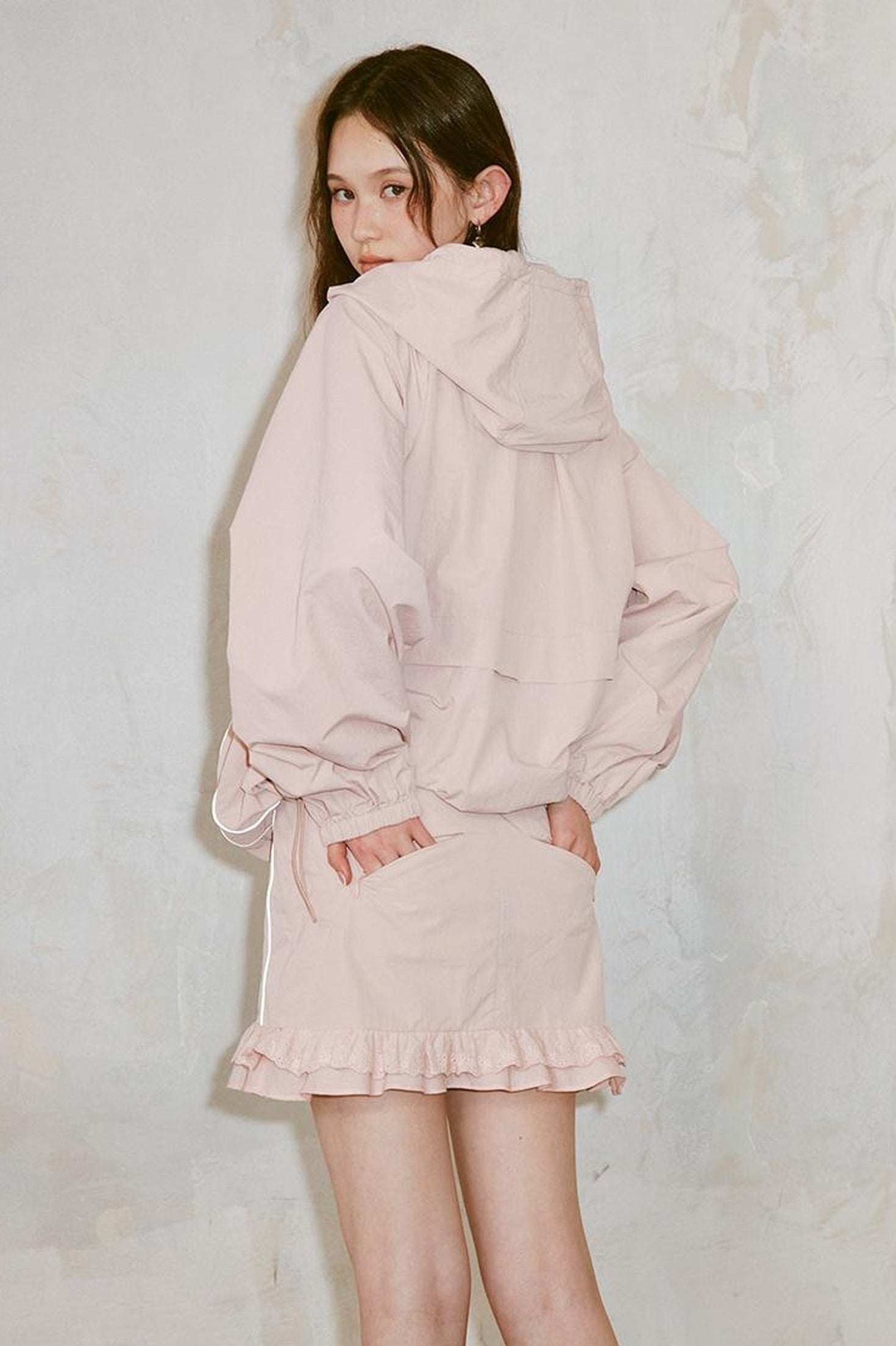DIDDI MODA Sweet Lace Utility Outfit Reflective Trim Softshell Skirt Set