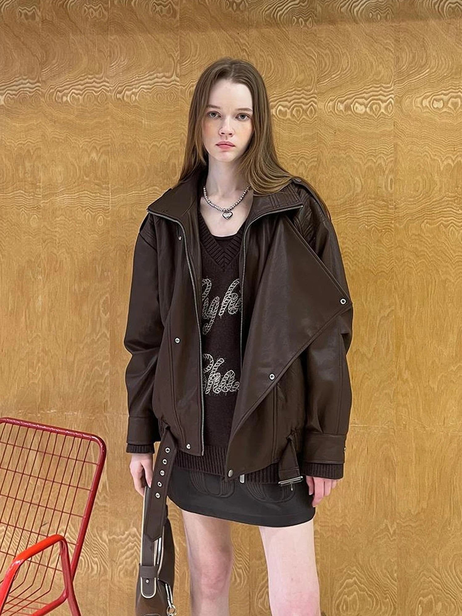 Sweet Punk Quilted Oversize PU Biker Jacket