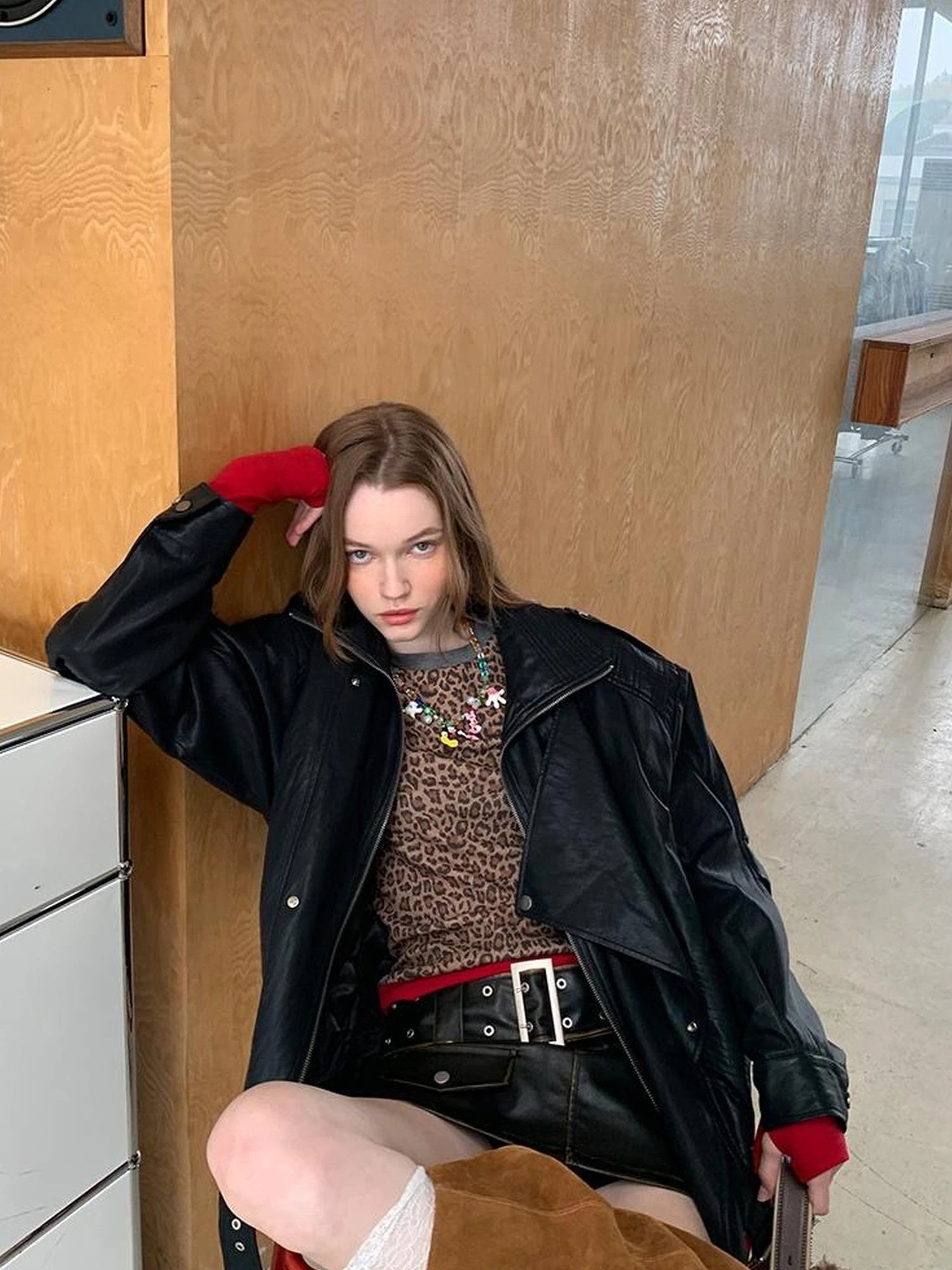 Sweet Punk Quilted Oversize PU Biker Jacket