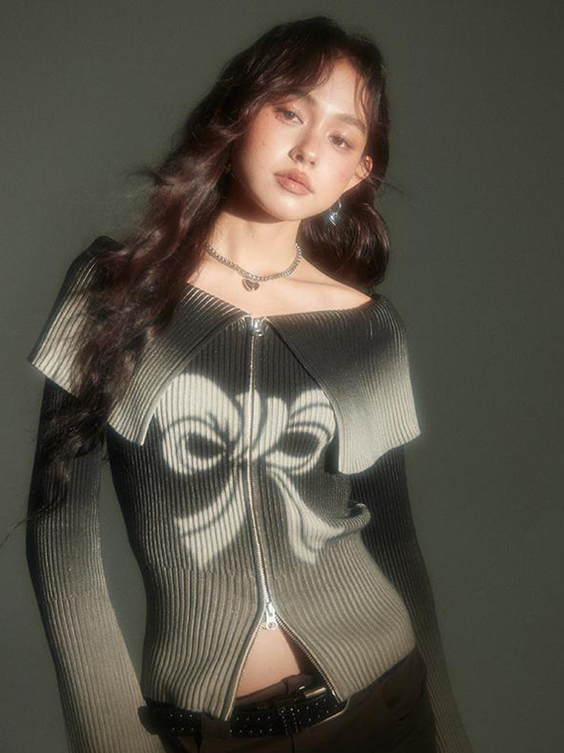 DIDDI MODA Sweet Rebel Bow Gradient Knit Cardigan
