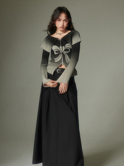 DIDDI MODA Sweet Rebel Bow Gradient Knit Cardigan