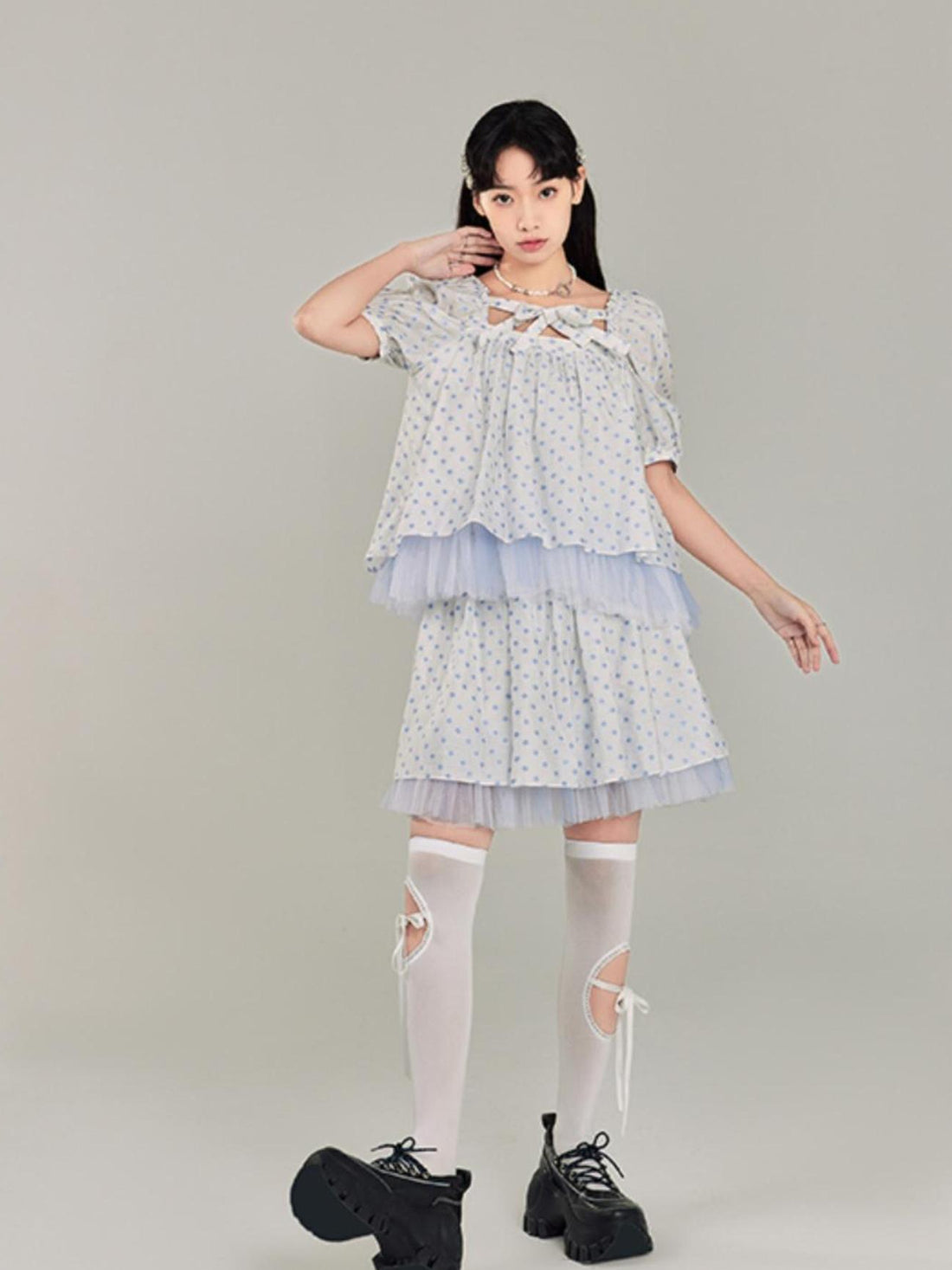 DIDDI MODA Sweet Salty Floral Square Neck Two Piece Set