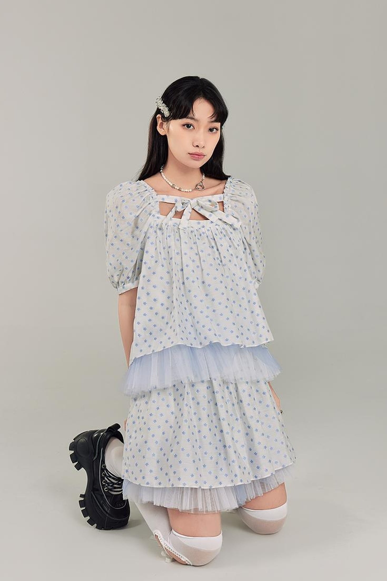 DIDDI MODA Sweet Salty Floral Square Neck Two Piece Set