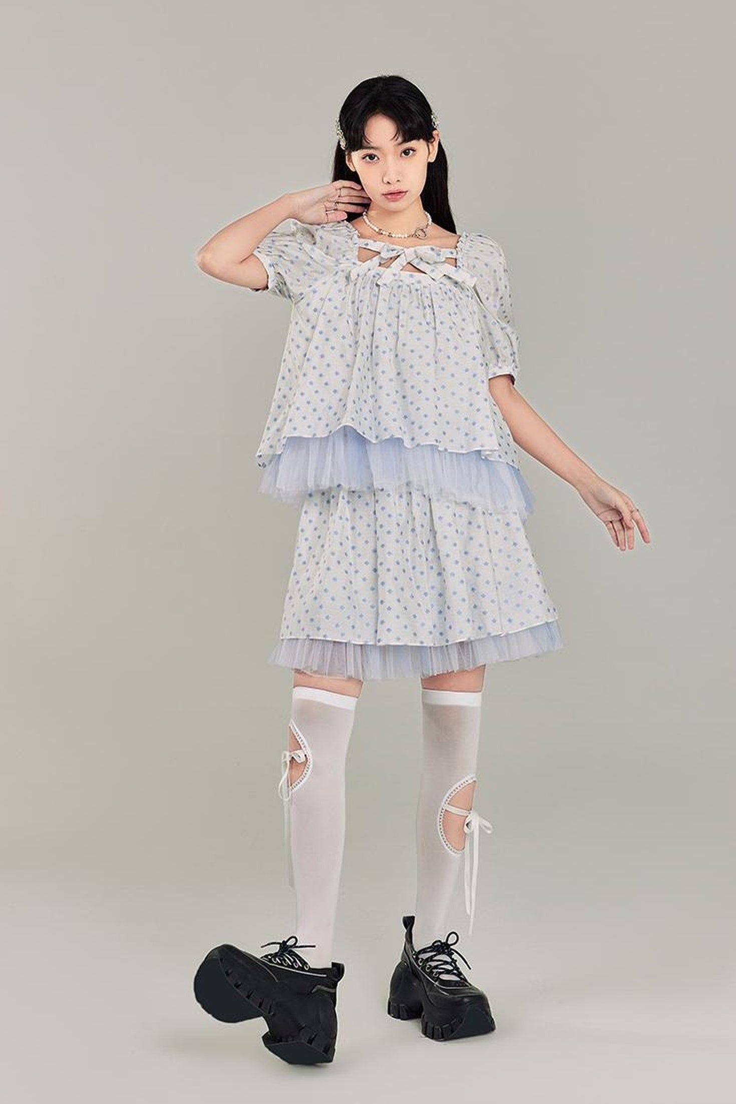DIDDI MODA Sweet Salty Floral Square Neck Two Piece Set