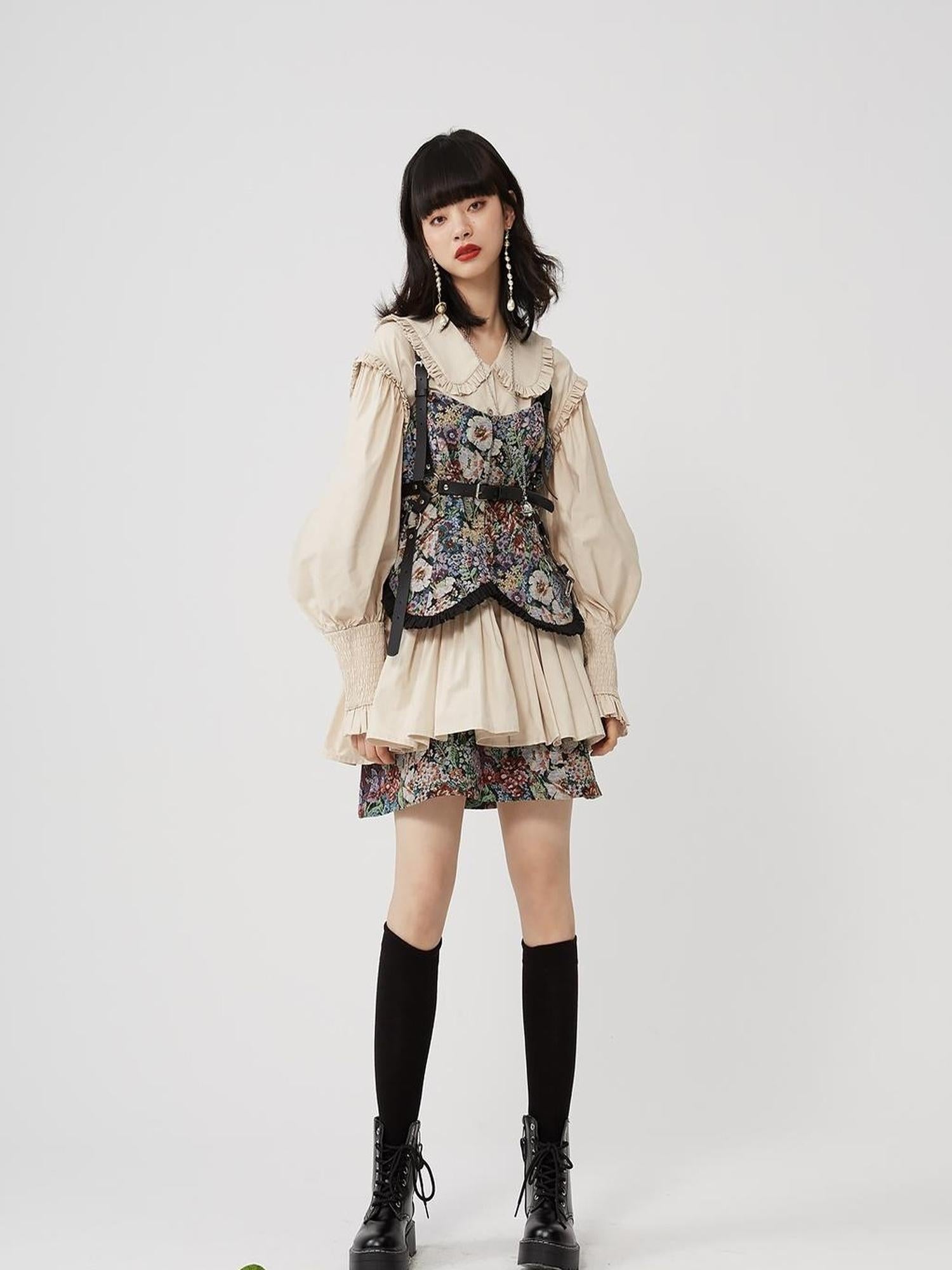 Sweet Mi Sweet Spice Moonlight Cotton Shirring Blouse