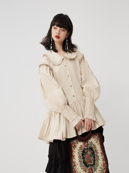 Sweet Mi Sweet Spice Moonlight Cotton Shirring Blouse