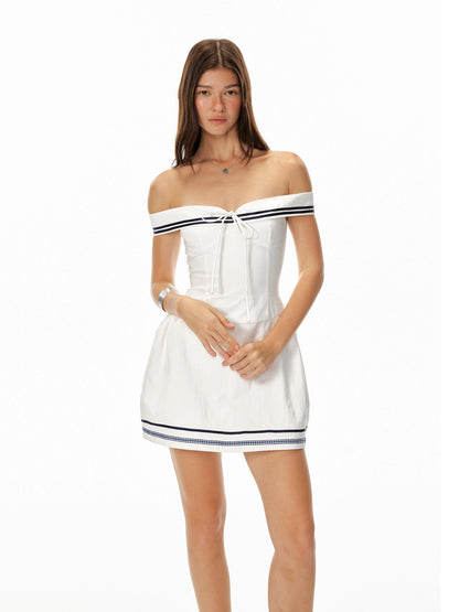 Sweet Spicy Sleeveless Navy Striped Waist Mini Dress