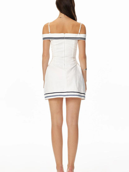 Sweet Spicy Sleeveless Navy Striped Waist Mini Dress