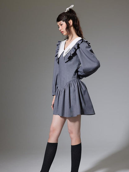 DIDDI MODA Sweet Vintage V Neck Peplum Dress