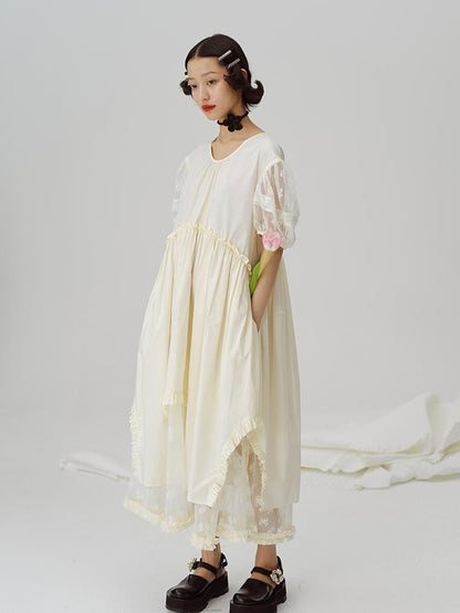 DIDDI MODA Sweetheart Lace Hem Shirt Dress