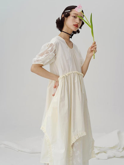 DIDDI MODA Sweetheart Lace Hem Shirt Dress