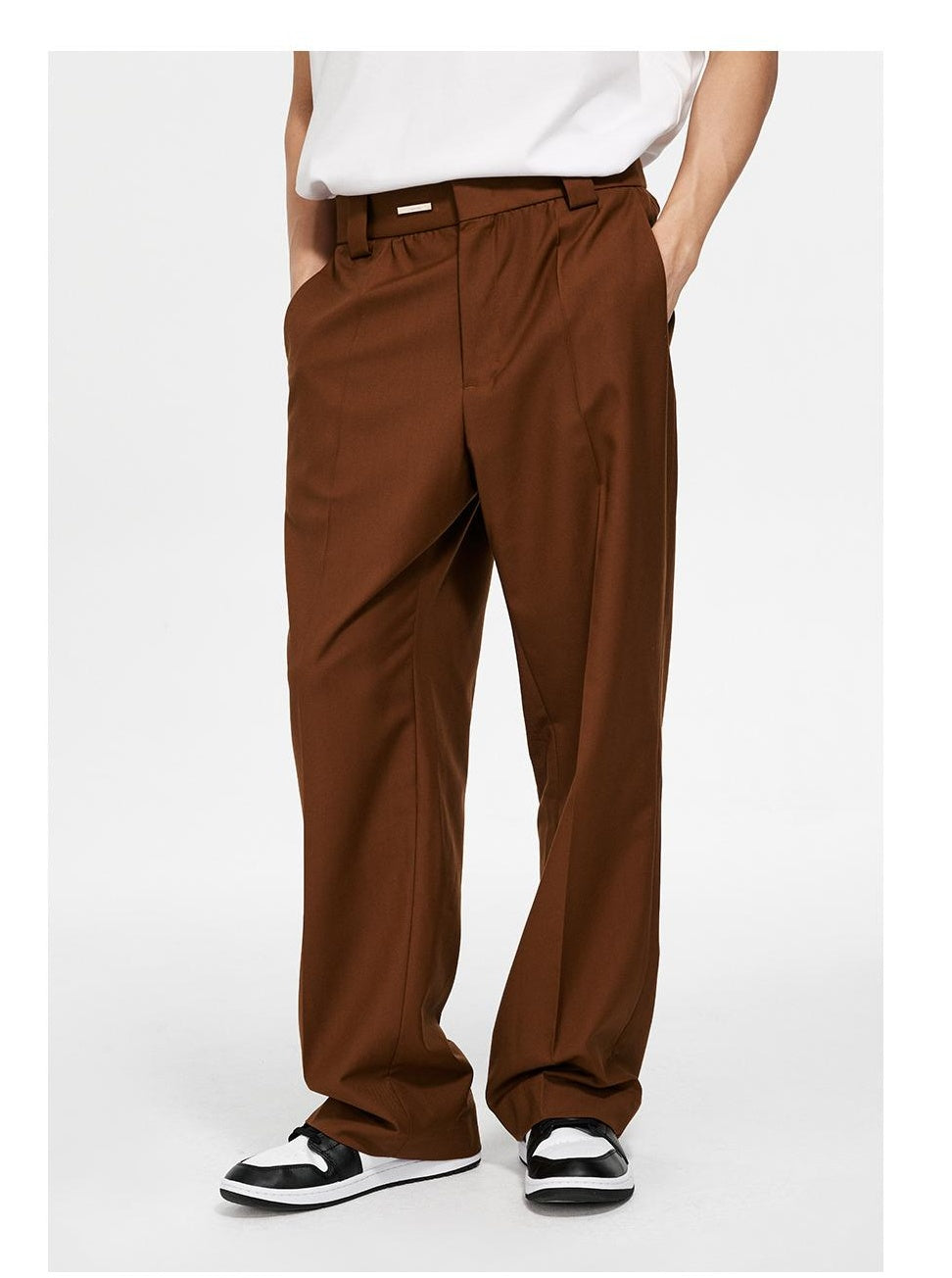 Tailored Wide-Leg Trousers with Double Pleats