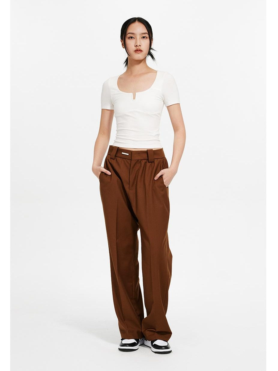 Tailored Wide-Leg Trousers with Double Pleats