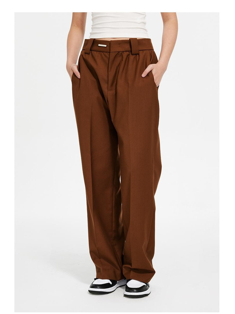 Tailored Wide-Leg Trousers with Double Pleats