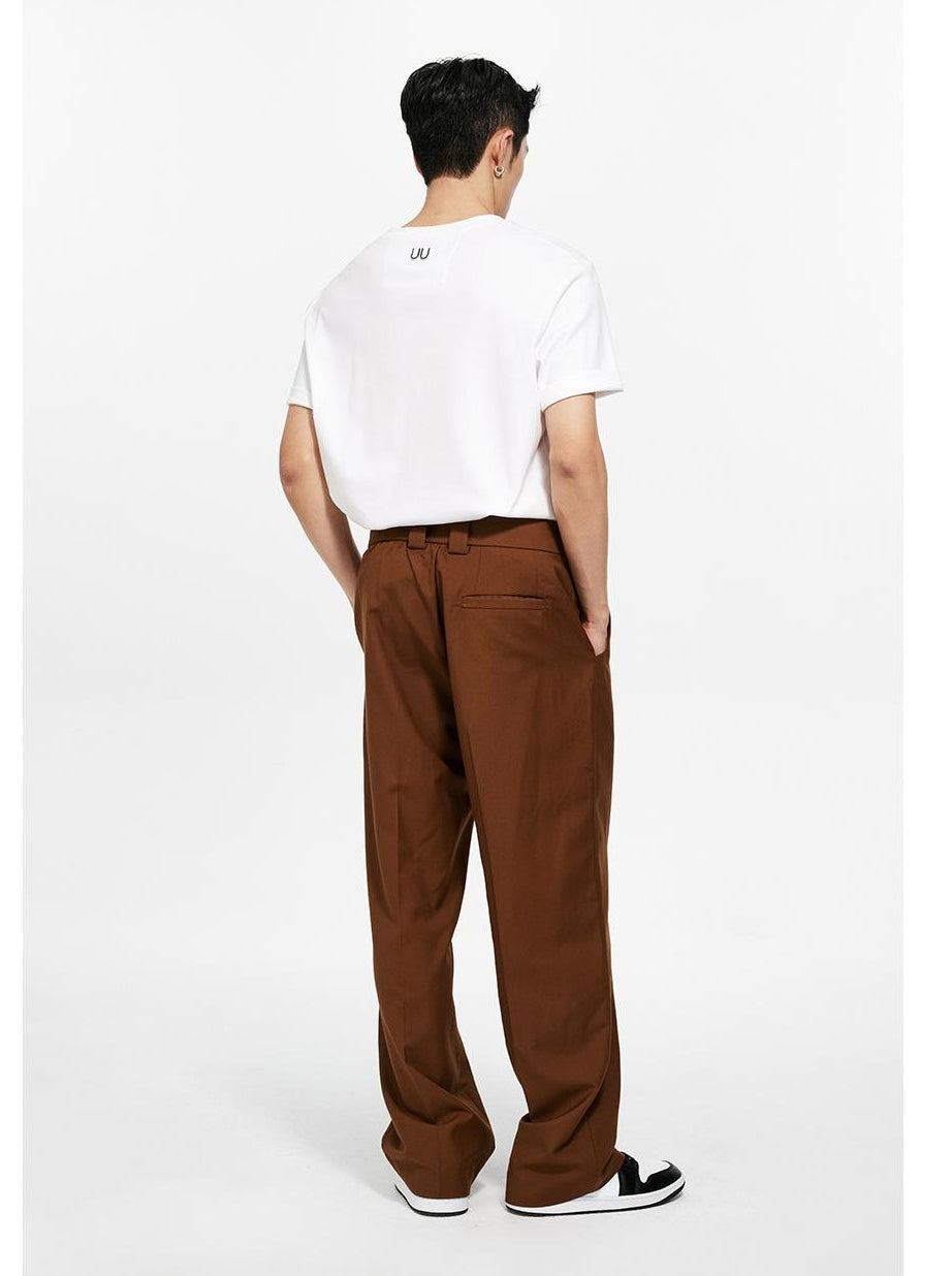 Tailored Wide-Leg Trousers with Double Pleats