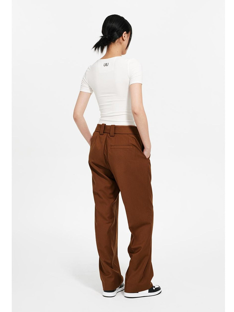 Tailored Wide-Leg Trousers with Double Pleats