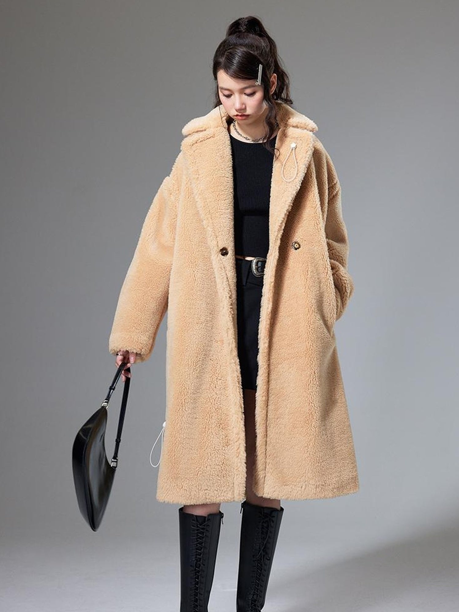 DIDDI MODA Teddy Bear Floral Patch Overcoat