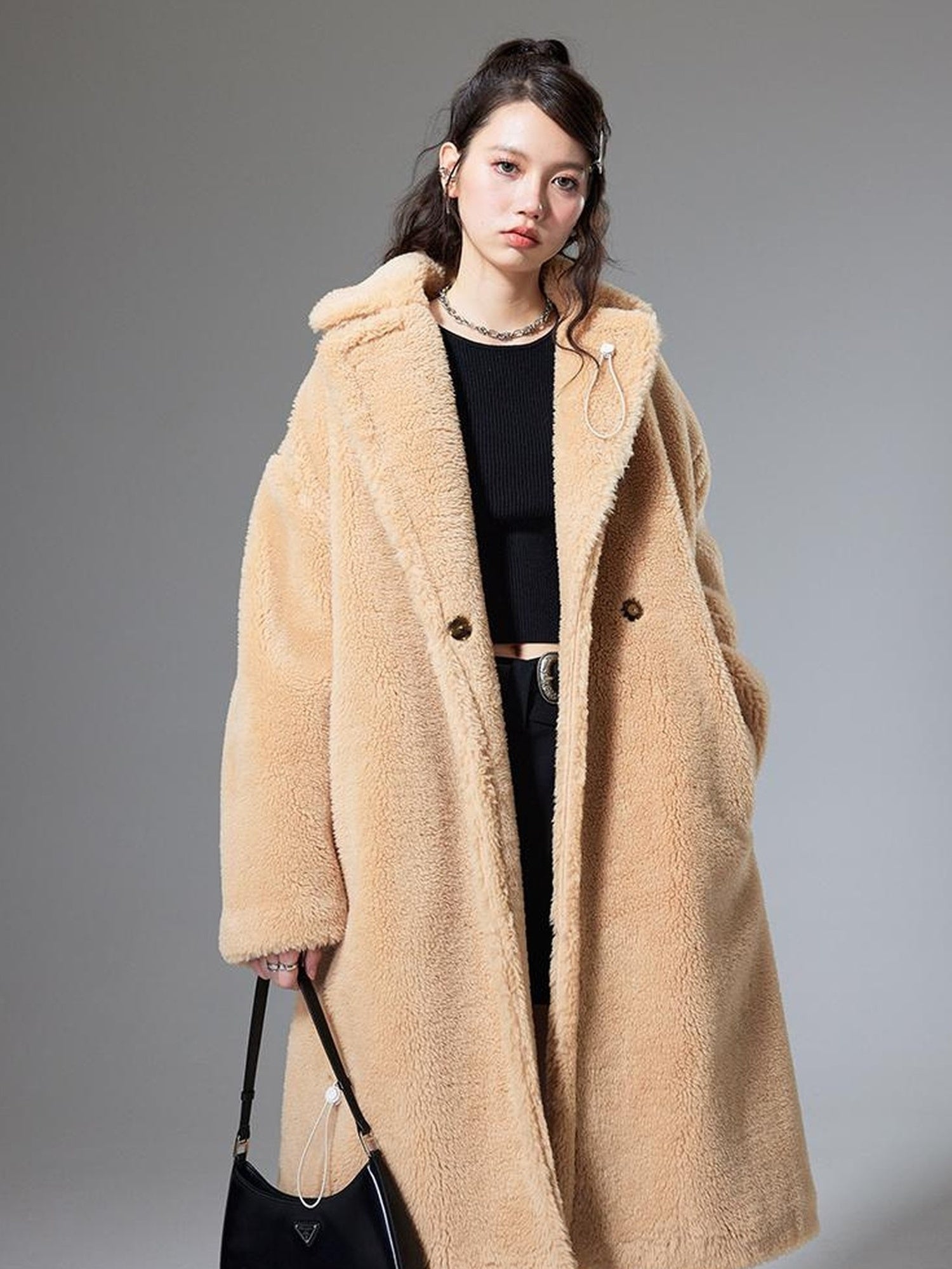 DIDDI MODA Teddy Bear Floral Patch Overcoat