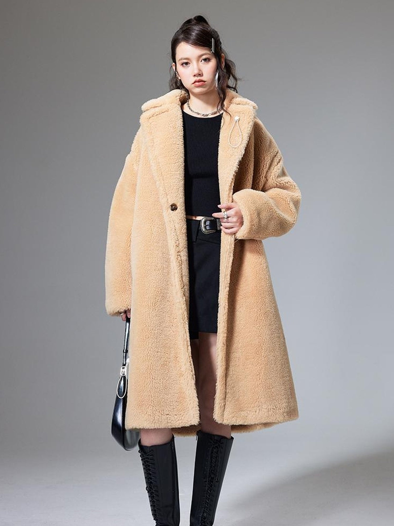 DIDDI MODA Teddy Bear Floral Patch Overcoat