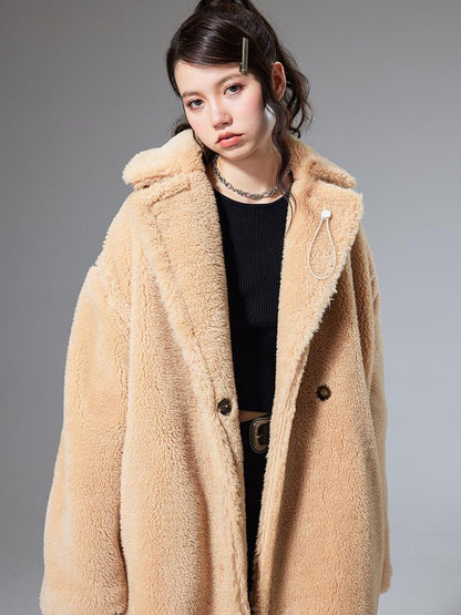 DIDDI MODA Teddy Bear Floral Patch Overcoat