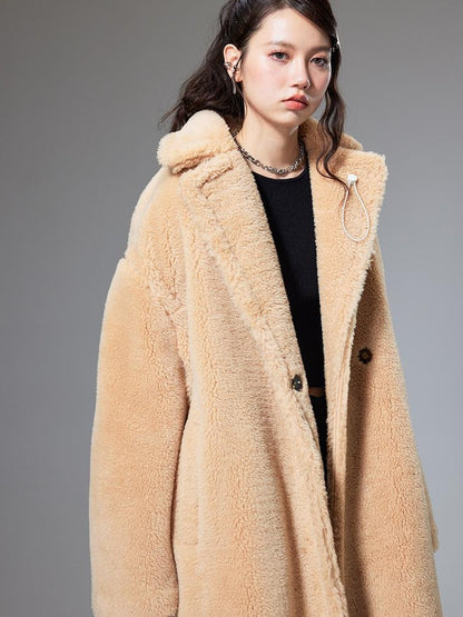 DIDDI MODA Teddy Bear Floral Patch Overcoat
