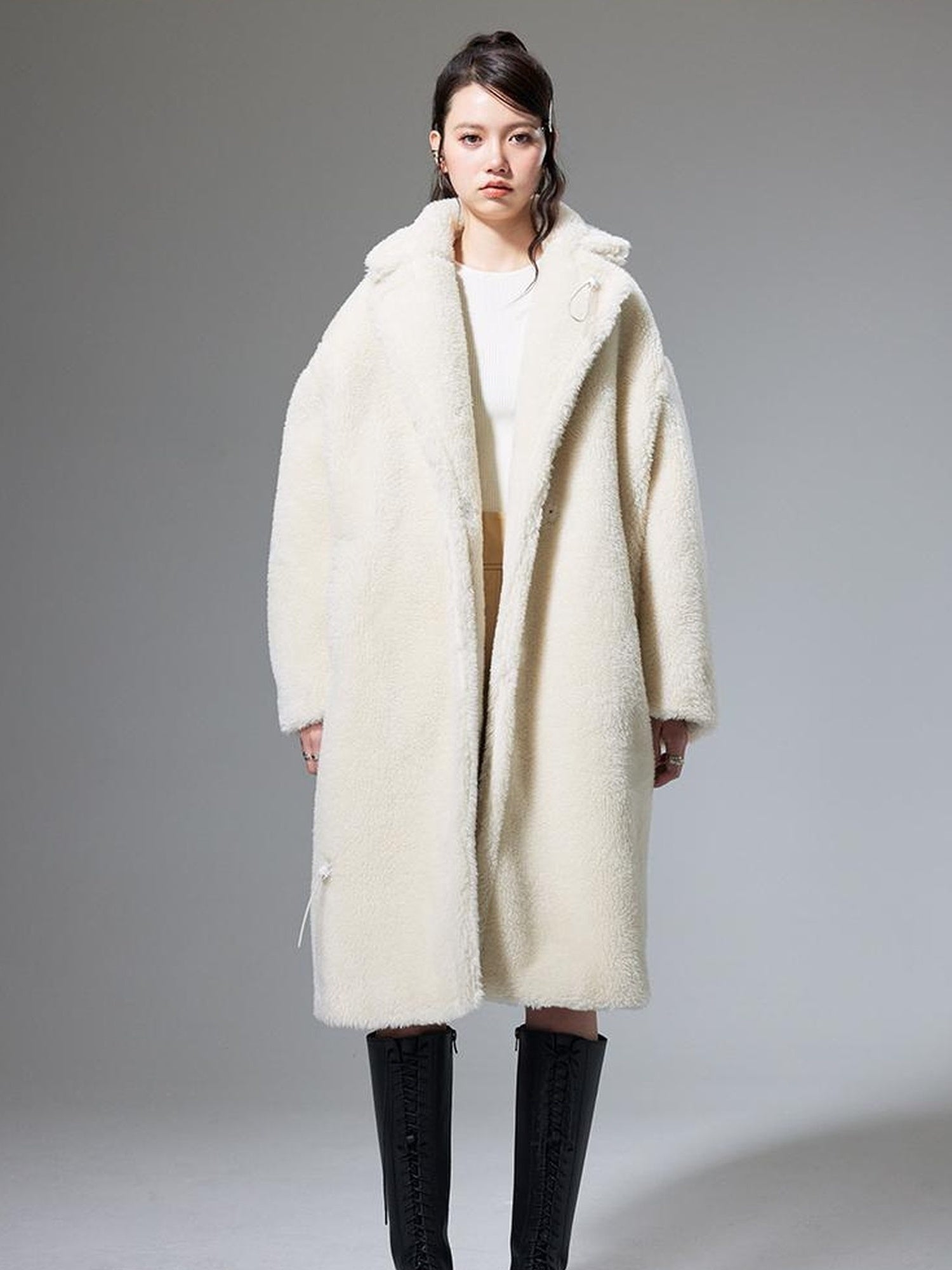 DIDDI MODA Teddy Bear Floral Patch Overcoat