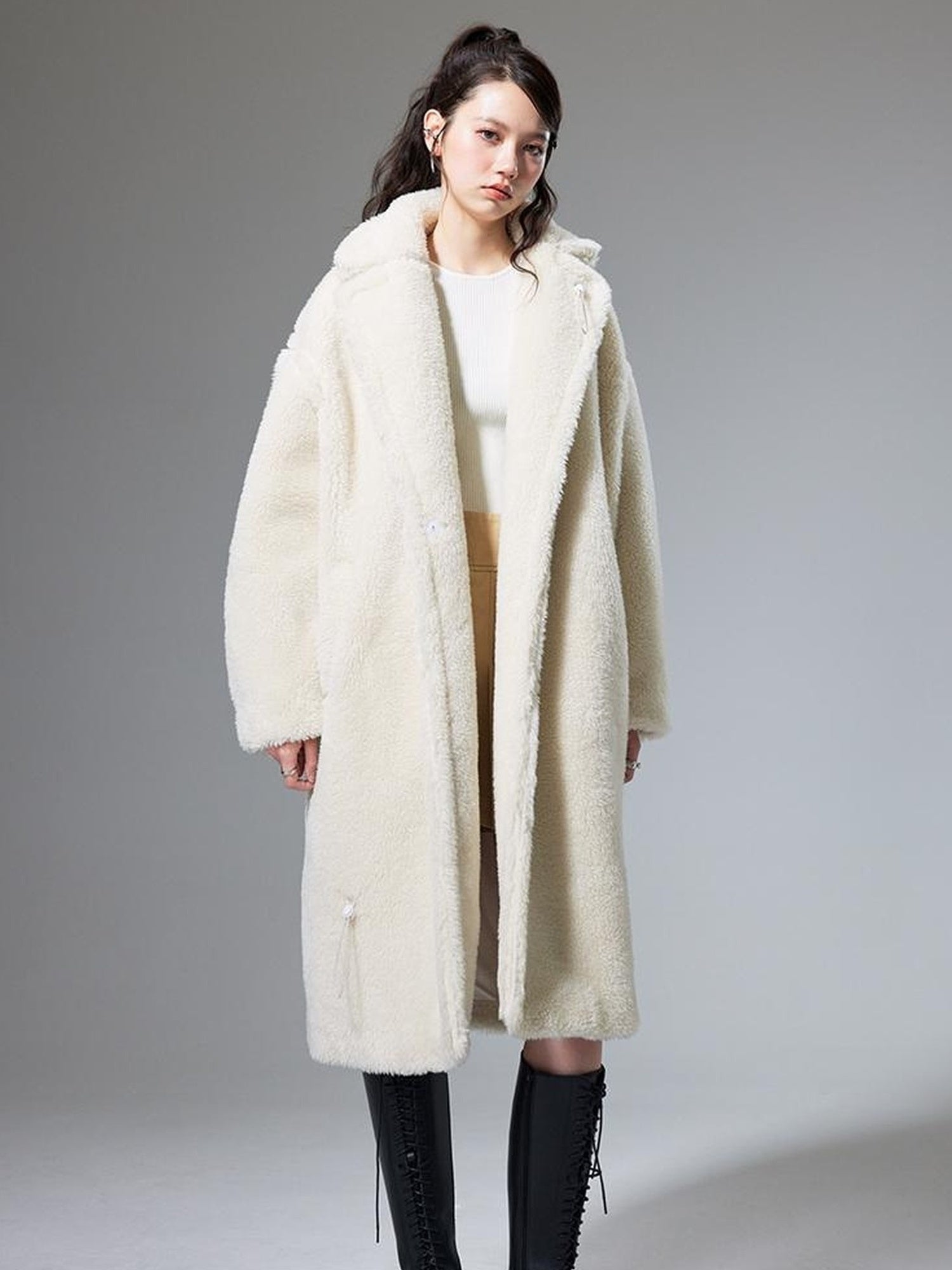 DIDDI MODA Teddy Bear Floral Patch Overcoat