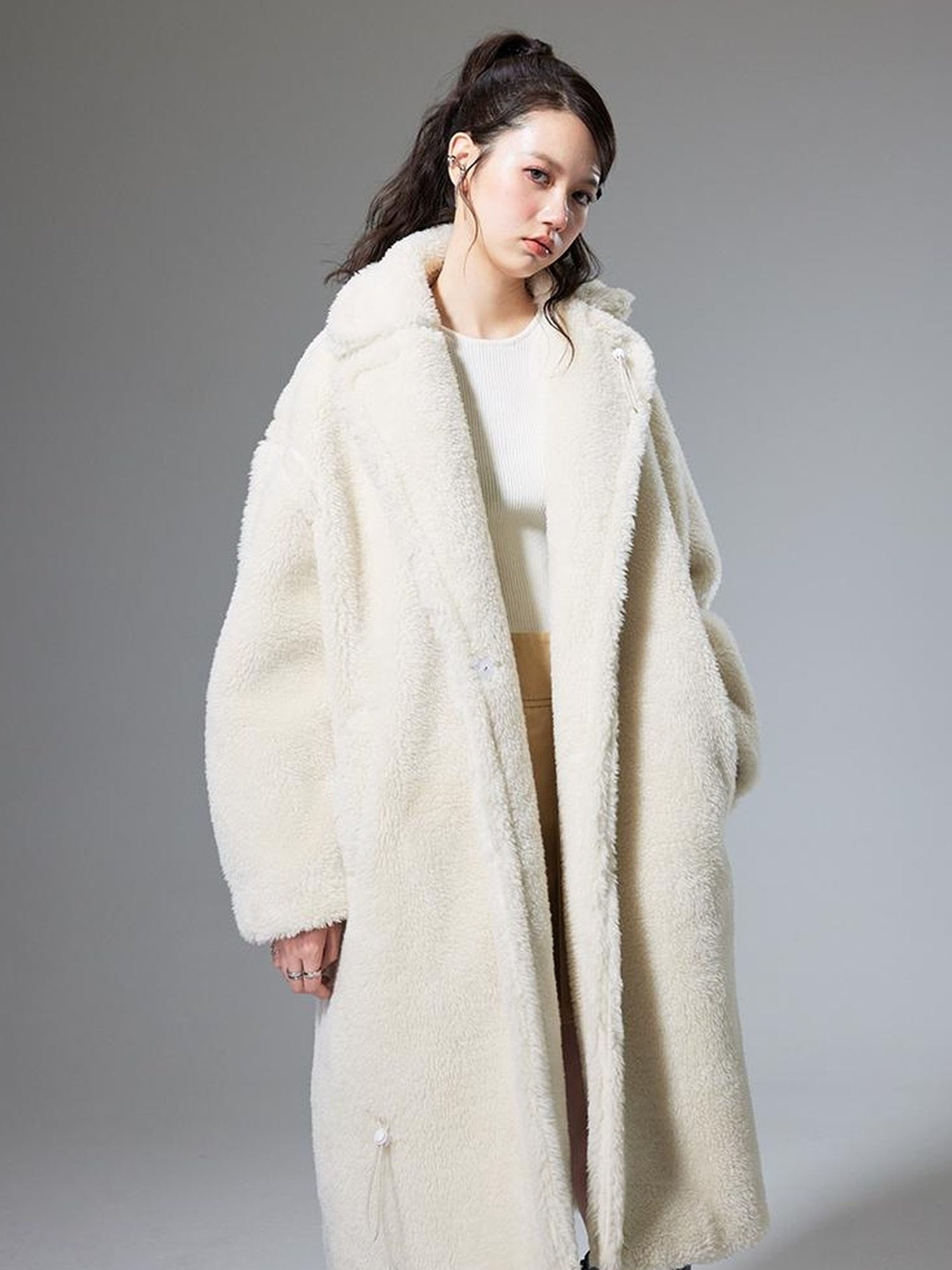 DIDDI MODA Teddy Bear Floral Patch Overcoat