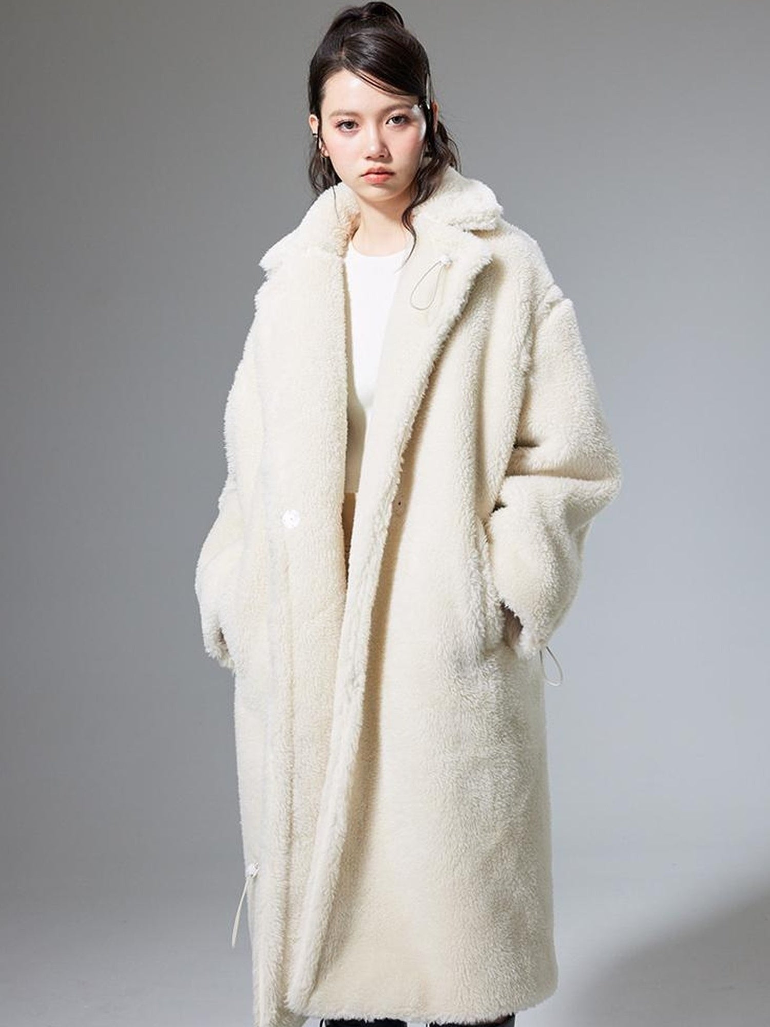 DIDDI MODA Teddy Bear Floral Patch Overcoat