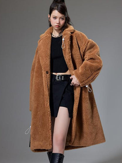 DIDDI MODA Teddy Bear Floral Patch Overcoat
