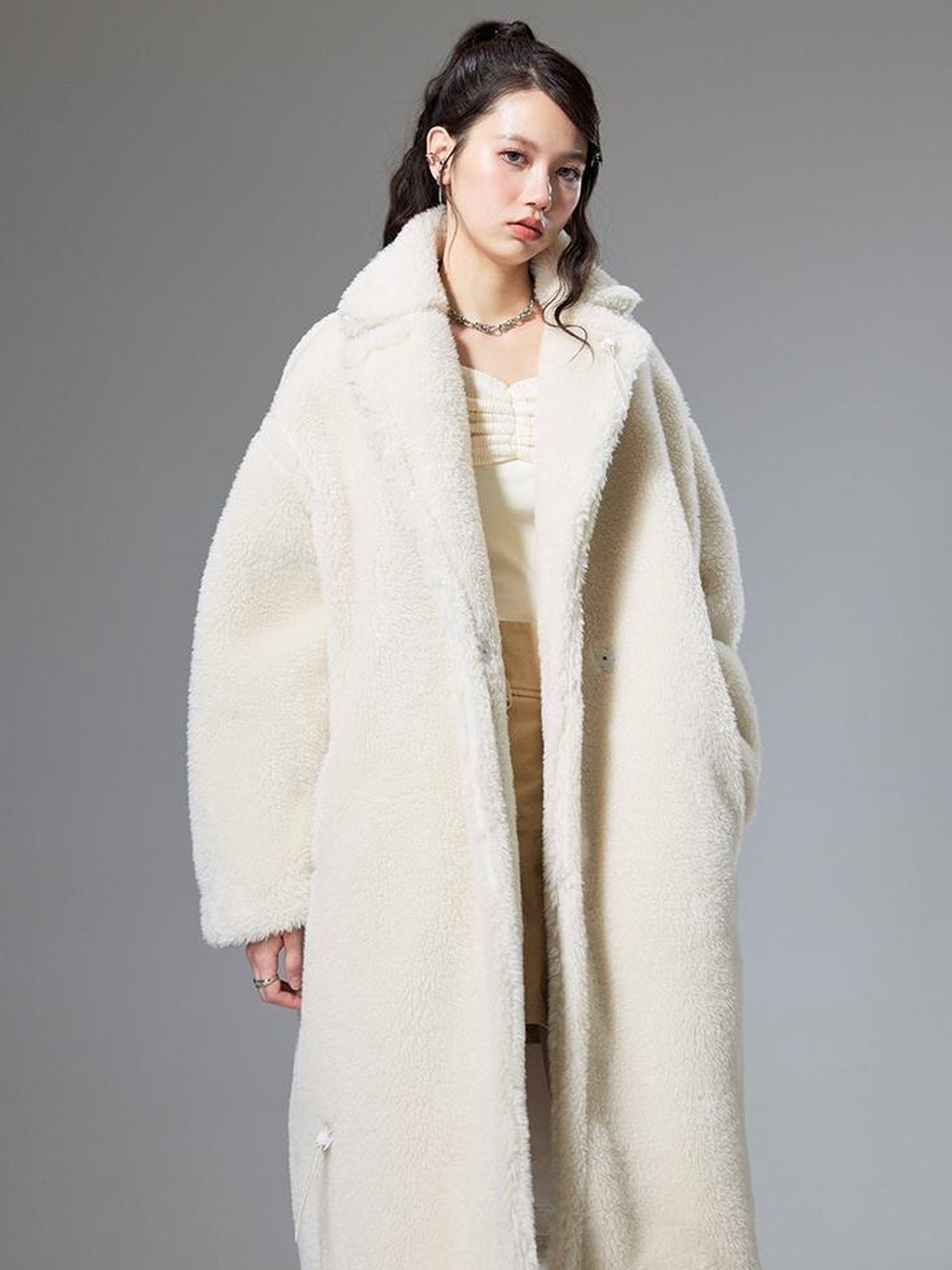 DIDDI MODA Teddy Bear Floral Patch Overcoat