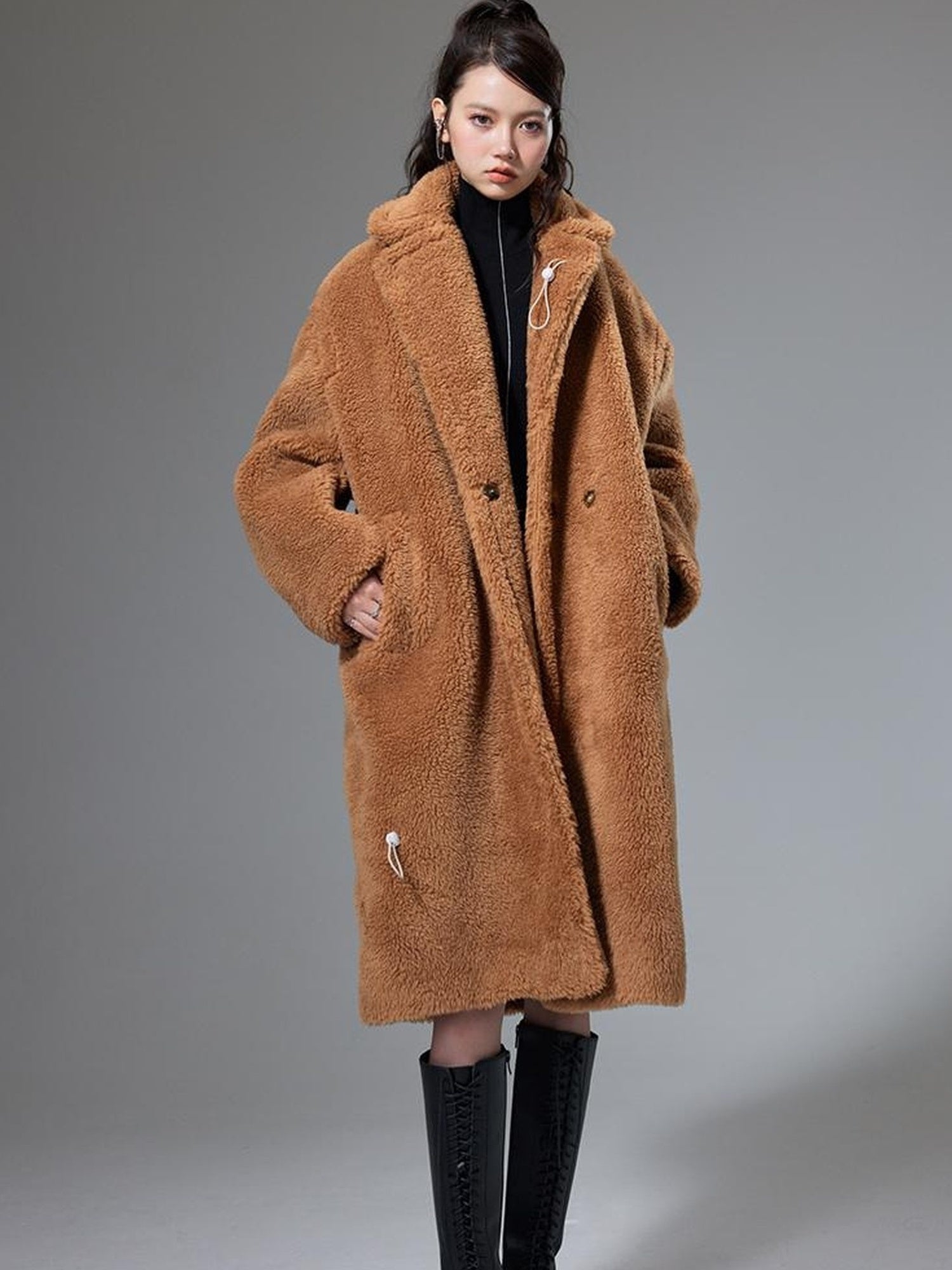 DIDDI MODA Teddy Bear Floral Patch Overcoat