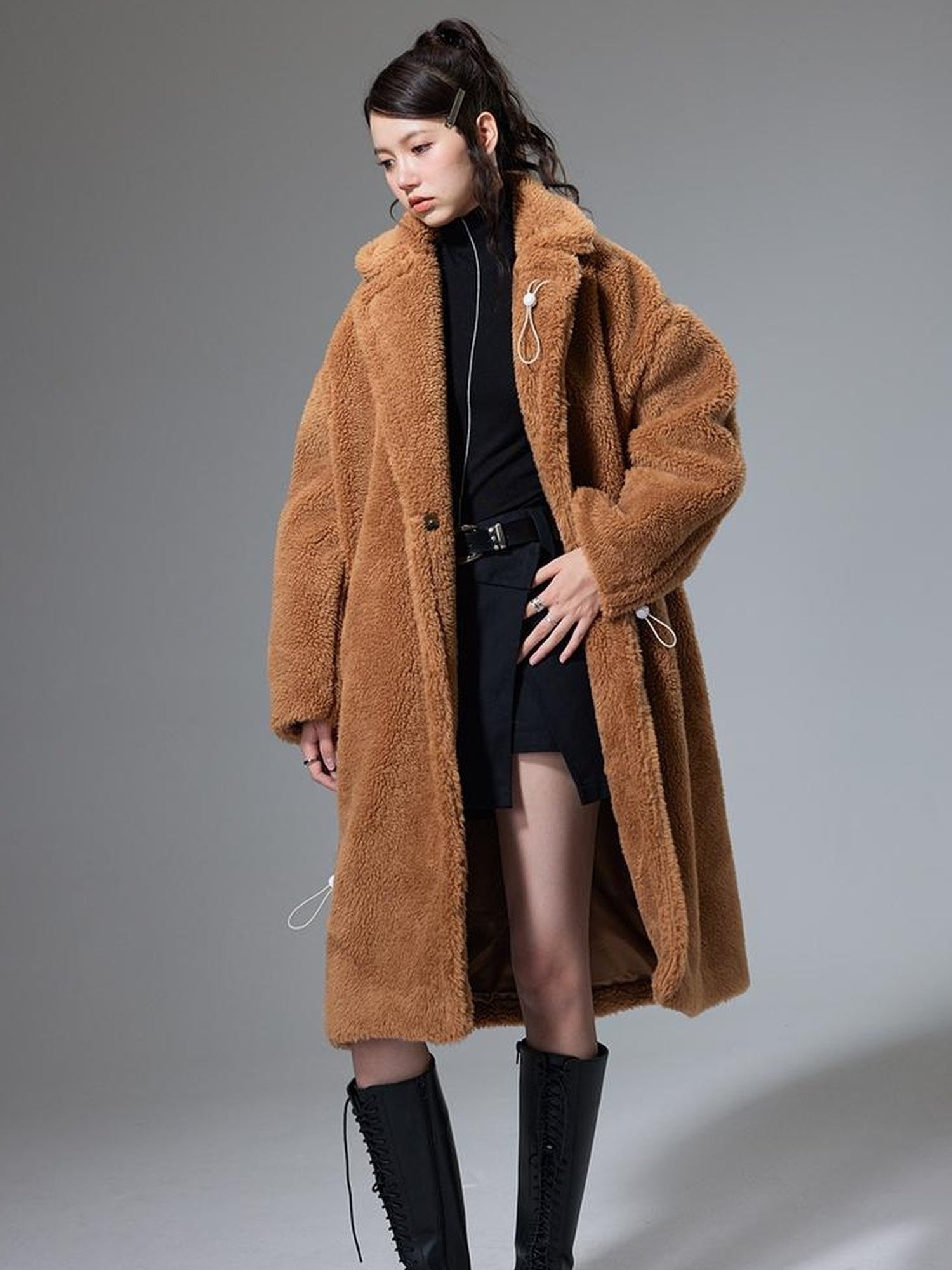 DIDDI MODA Teddy Bear Floral Patch Overcoat