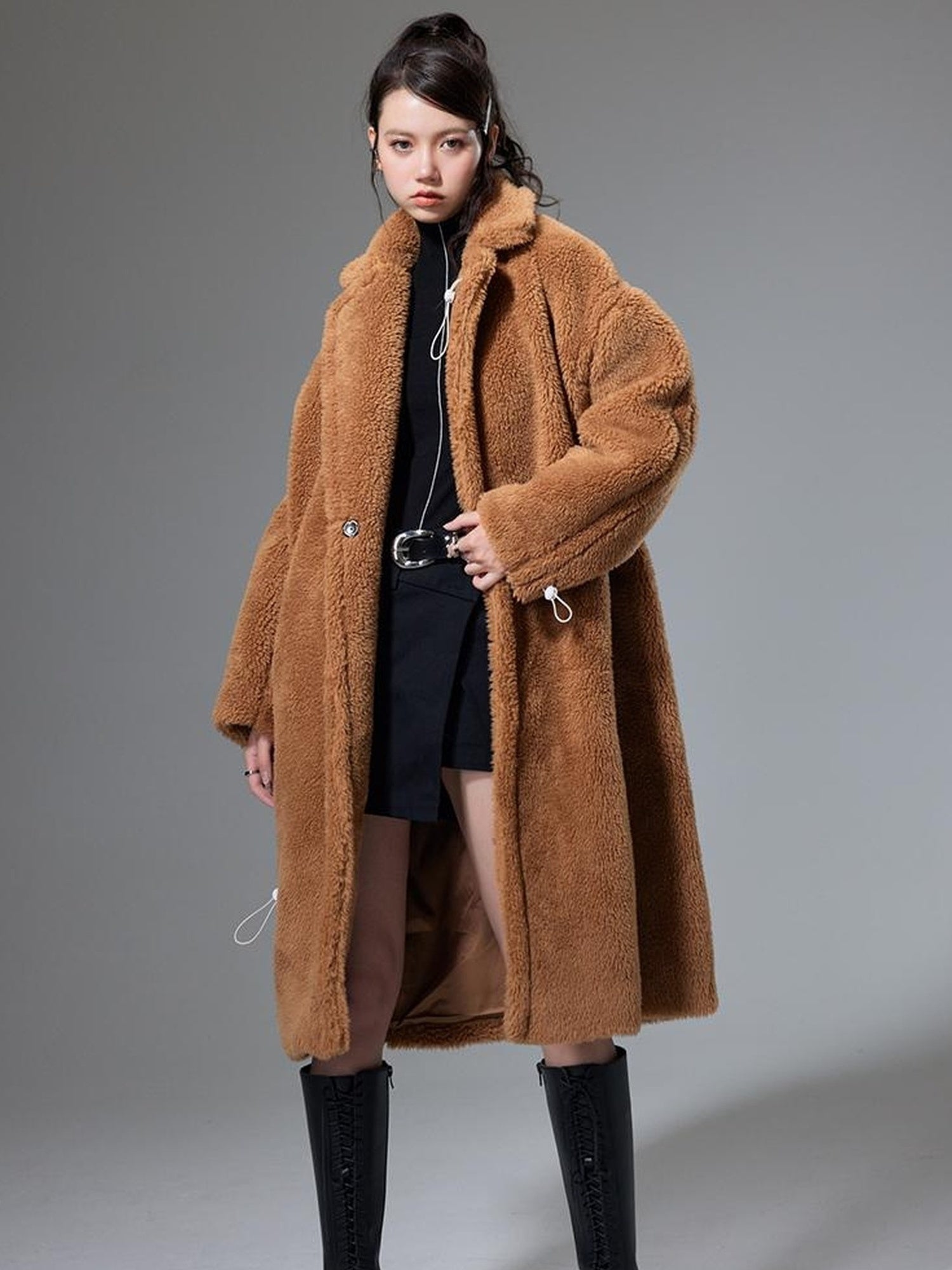 DIDDI MODA Teddy Bear Floral Patch Overcoat