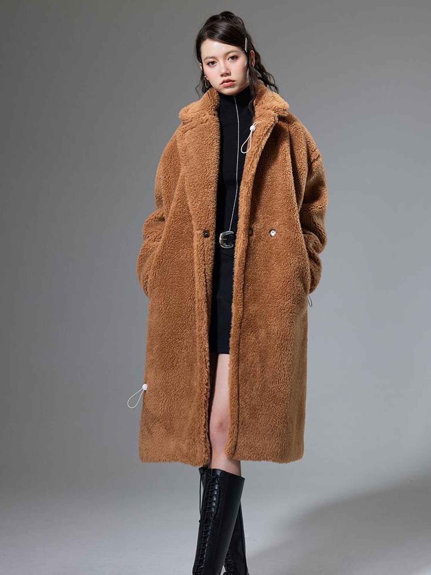 DIDDI MODA Teddy Bear Floral Patch Overcoat
