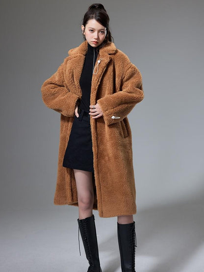 DIDDI MODA Teddy Bear Floral Patch Overcoat