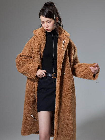 DIDDI MODA Teddy Bear Floral Patch Overcoat
