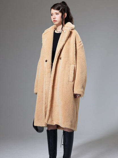 DIDDI MODA Teddy Bear Floral Patch Overcoat